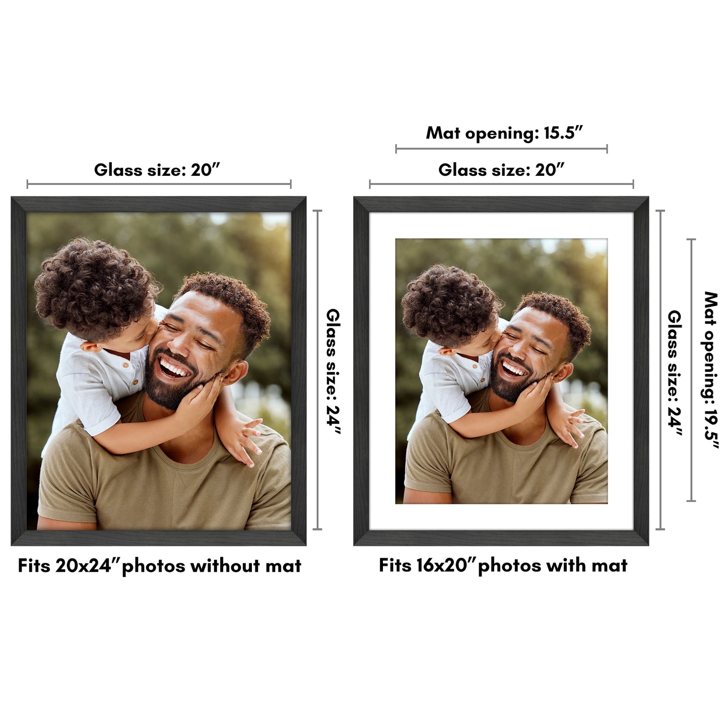 Wide Frame Picture Frame with Mat | Choose Your Size and Color