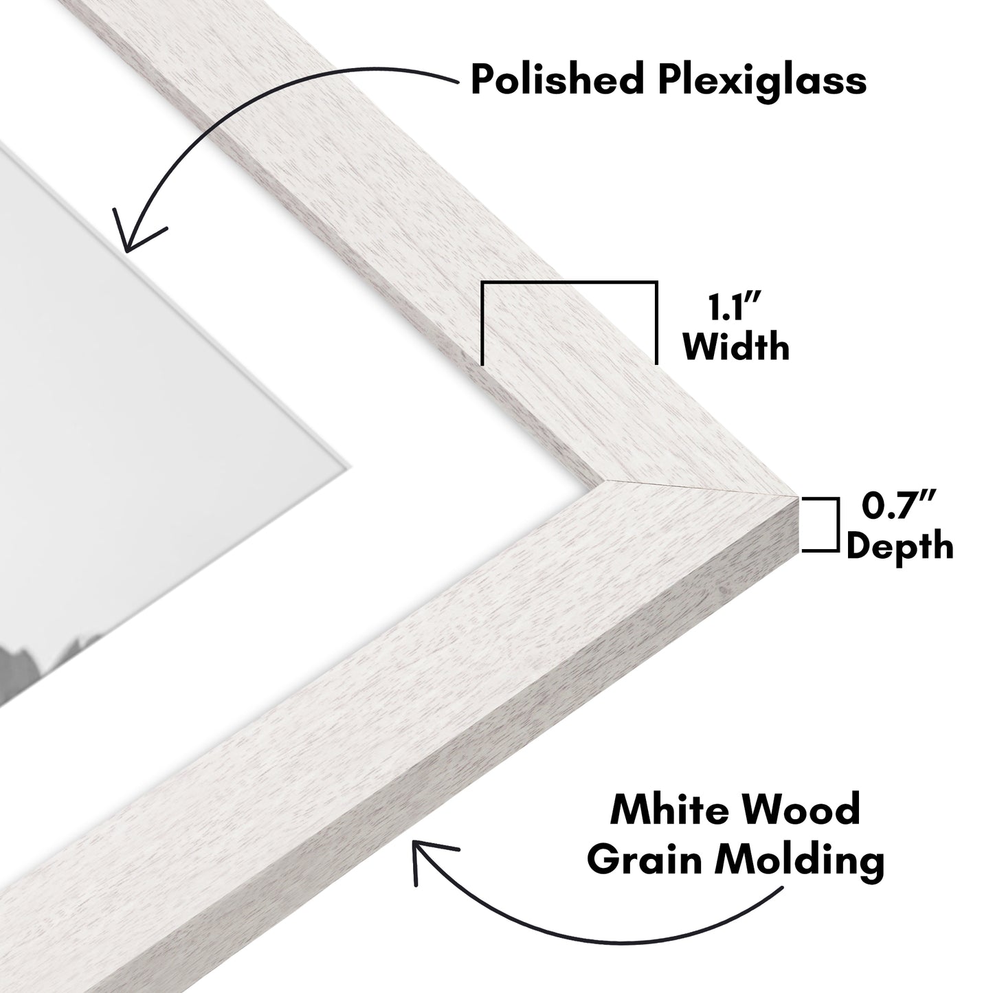 Wide Frame Picture Frame with Mat | Choose Your Size and Color