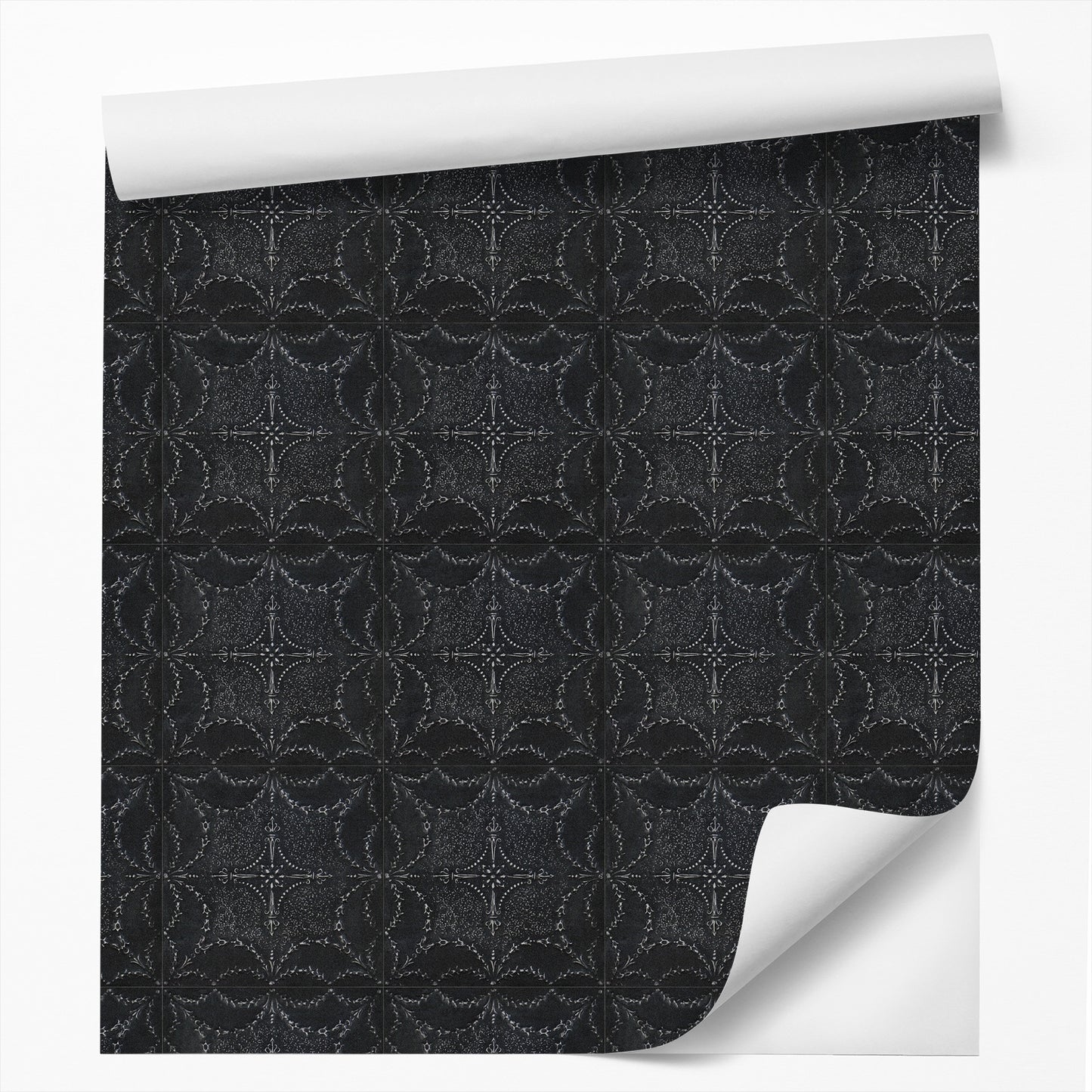 Peel & Stick Wallpaper Roll - Dark Victorian Tile by DecoWorks