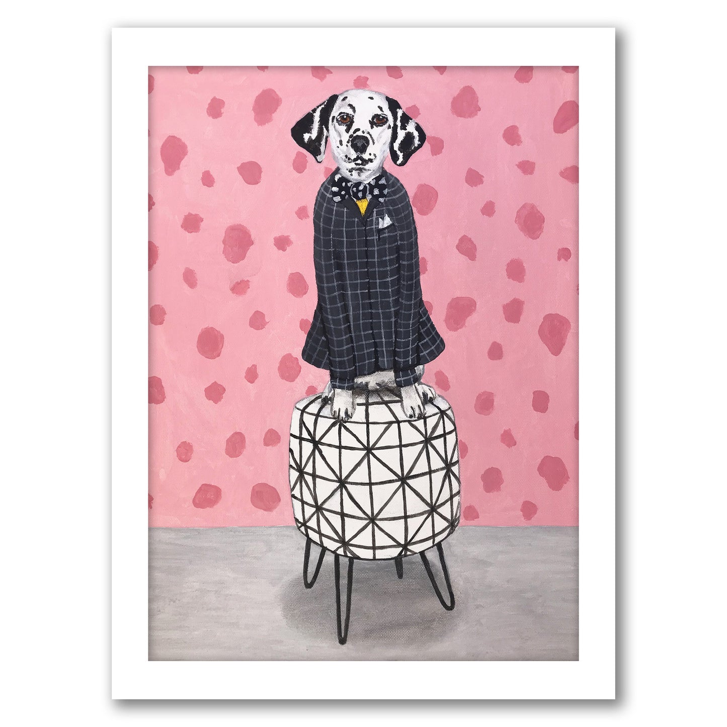 Dalmatian On Pouf By Coco De Paris - Framed Print