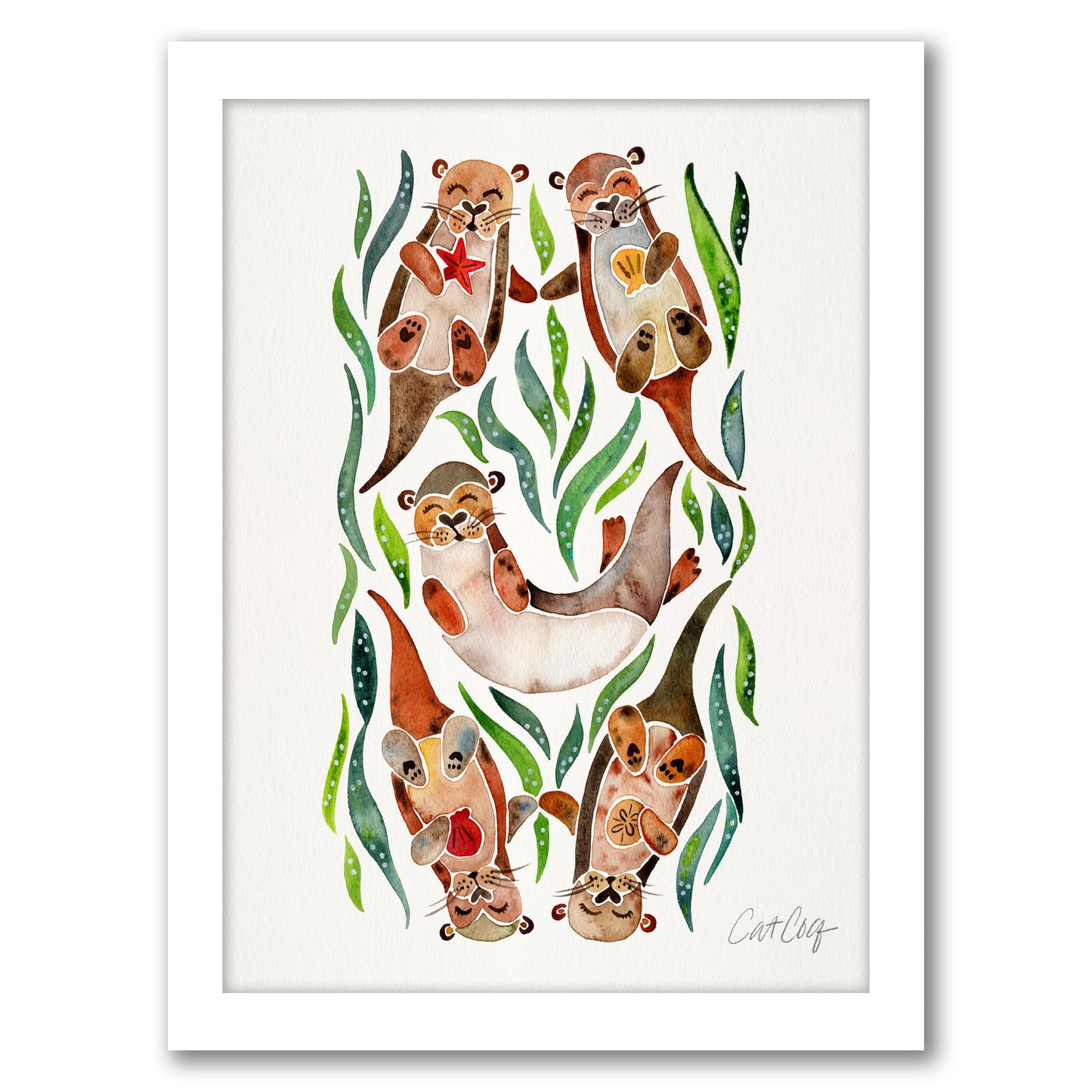 Five Otters by Cat Coquillette - Framed Print