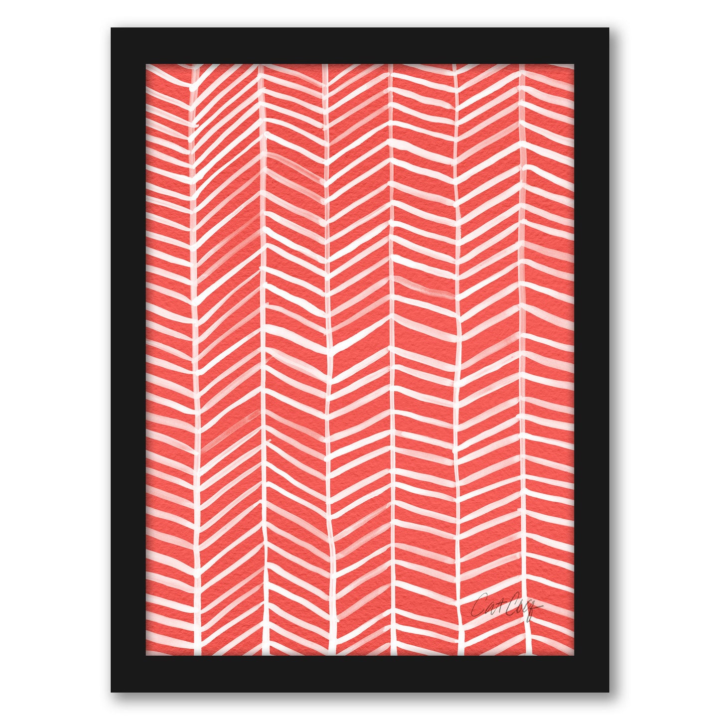 Coral Herring Bone by Cat Coquillette - Framed Print