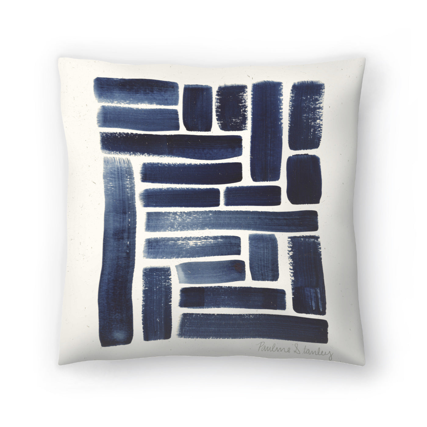 Blue Strokes Gouache by Pauline Stanley - Pillow