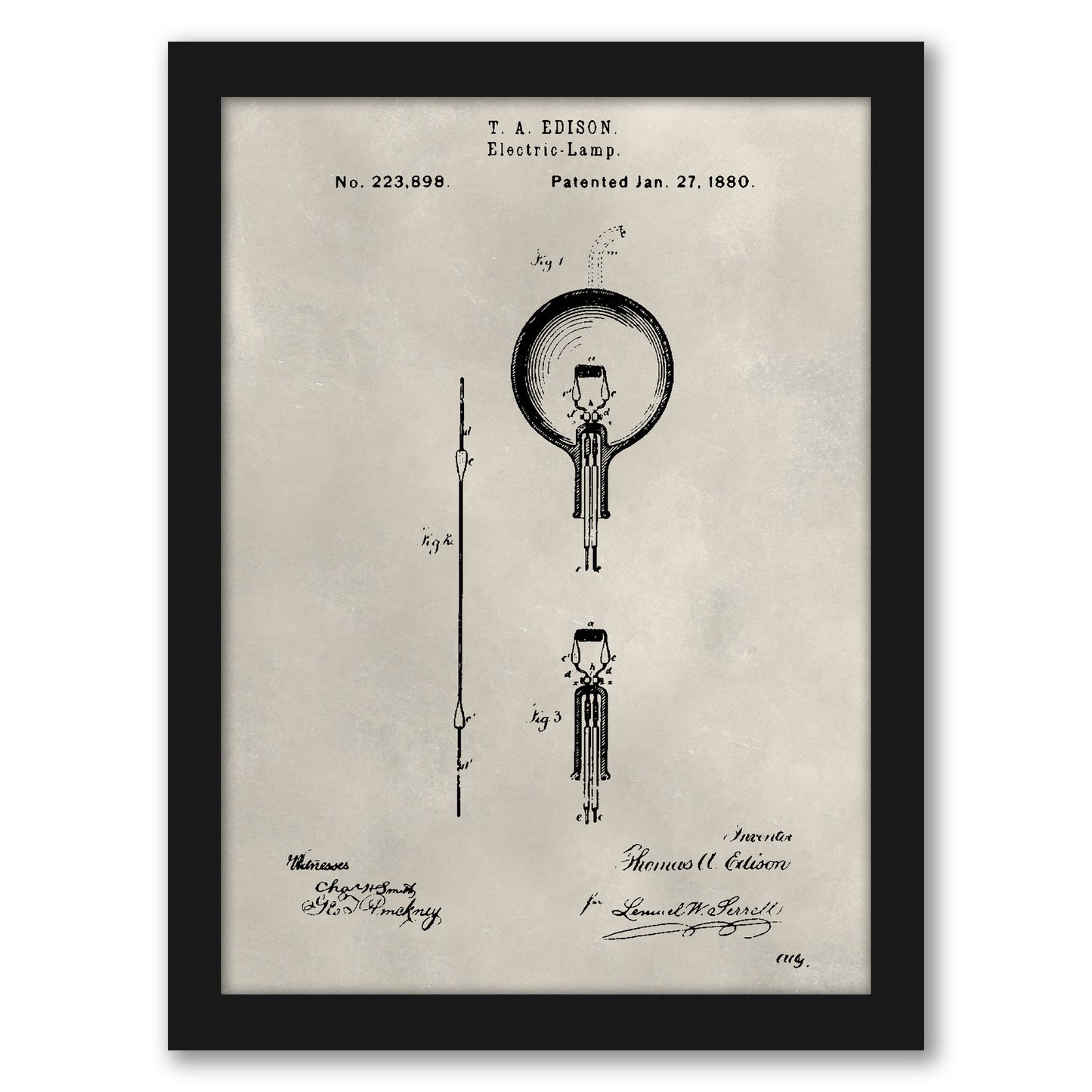 Patent--Light Bulb by Alicia Ludwig by World Art Group - Framed Print