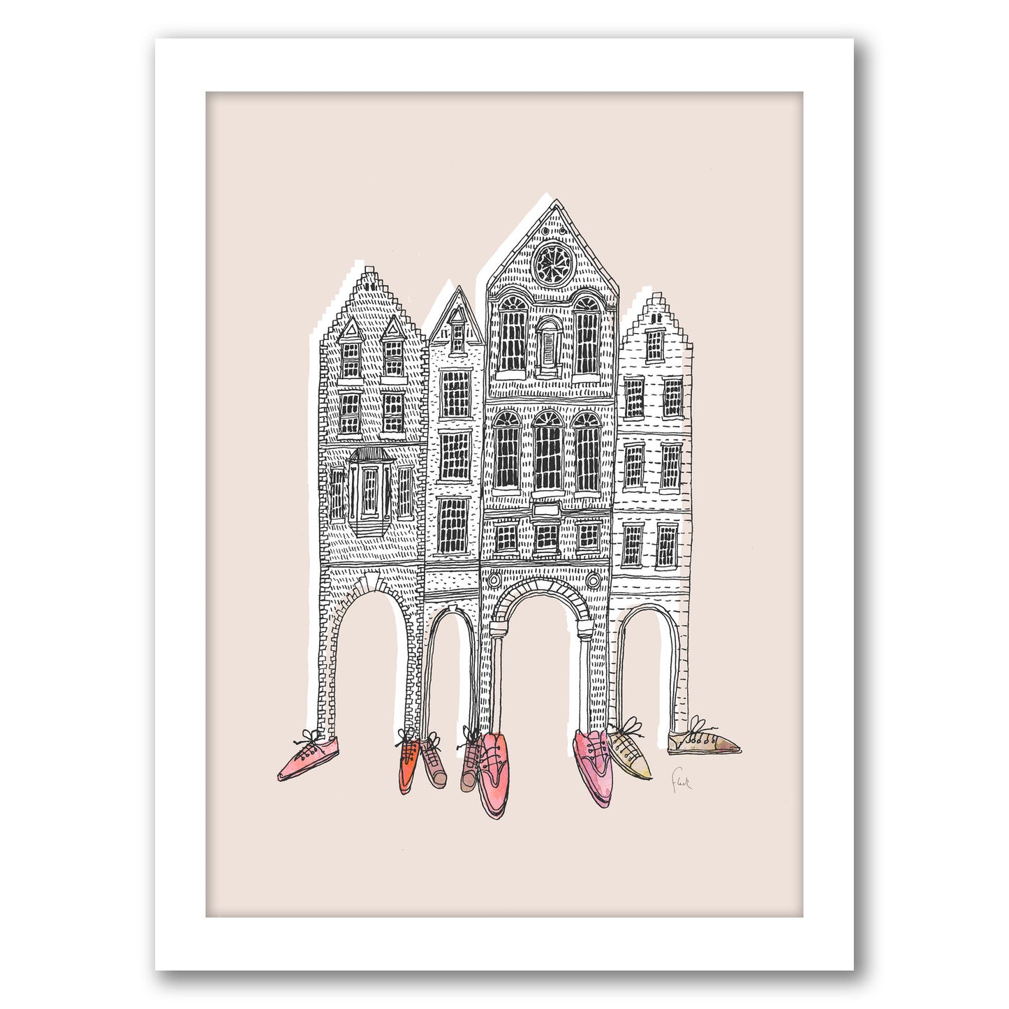 Friendly Buildings 2 by David Fleck - Framed Print