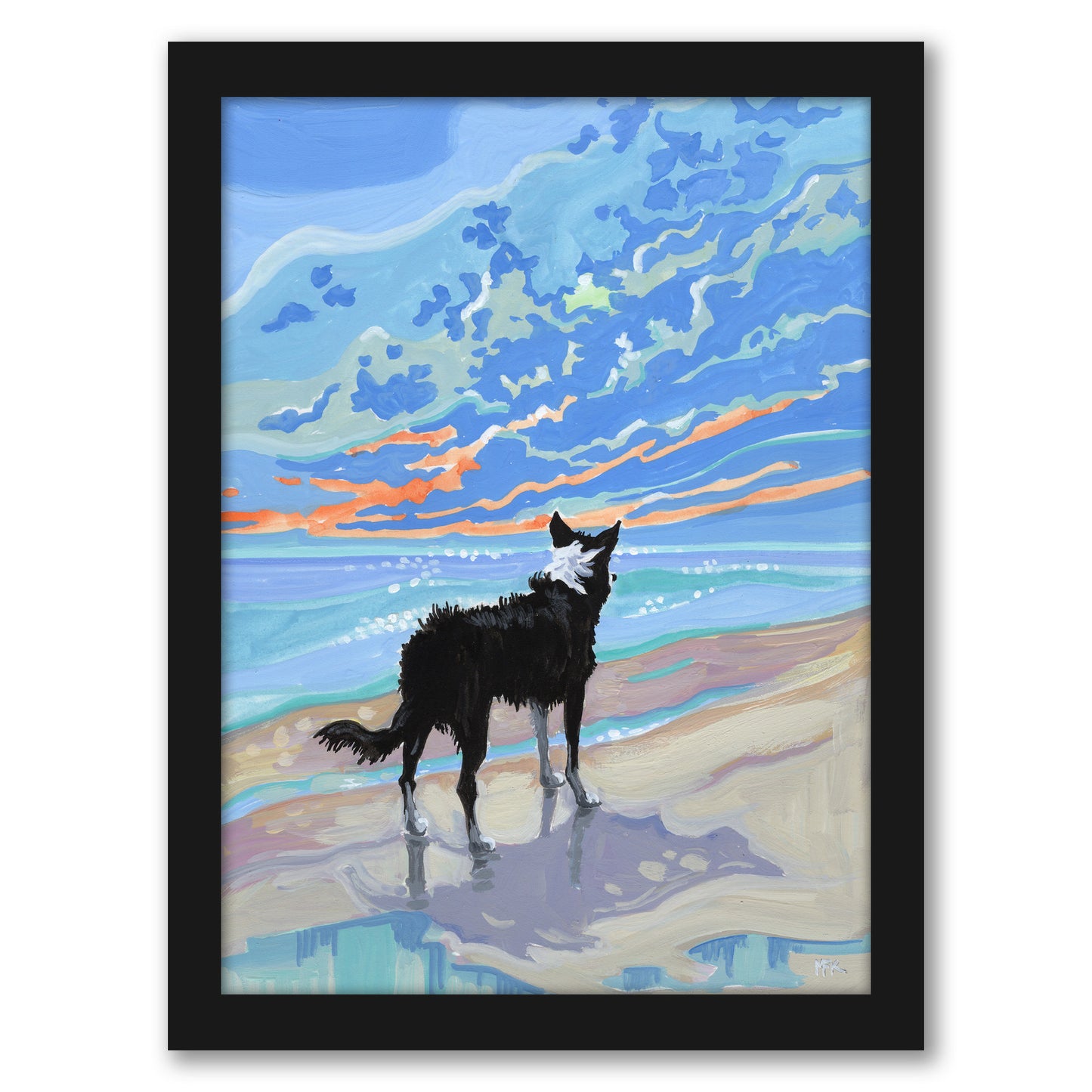 Boder Collie At Sunset By Mary Kemp - Framed Print
