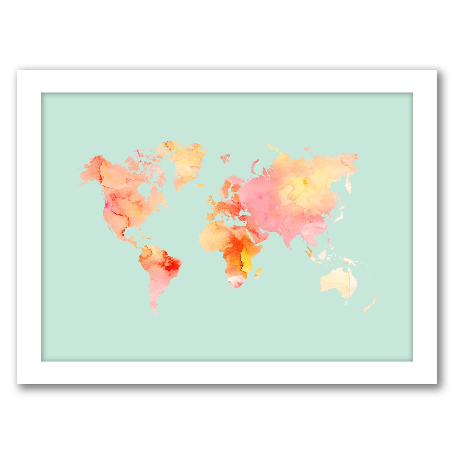 World Map Pastel Watercolor by Amy Brinkman Framed Print