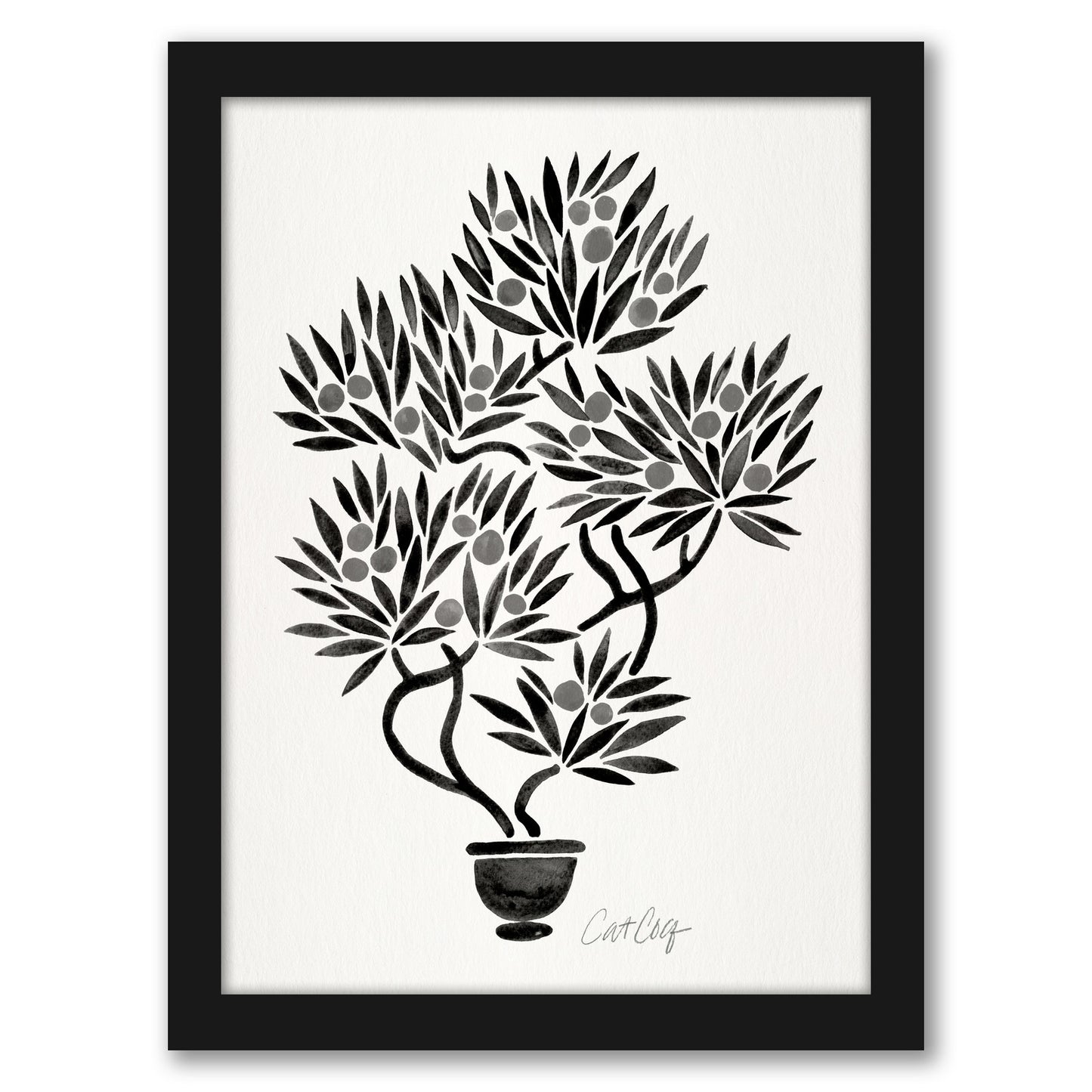 Black Bonsai by Cat Coquillette - Framed Print
