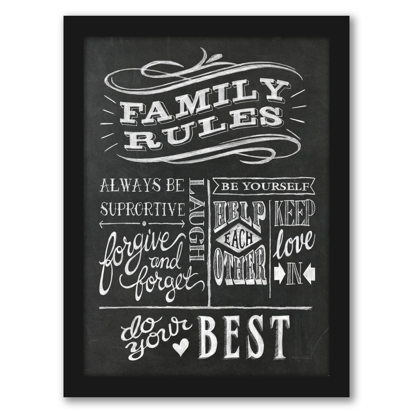 Family Rules I V2 by Wild Apple - Framed Print
