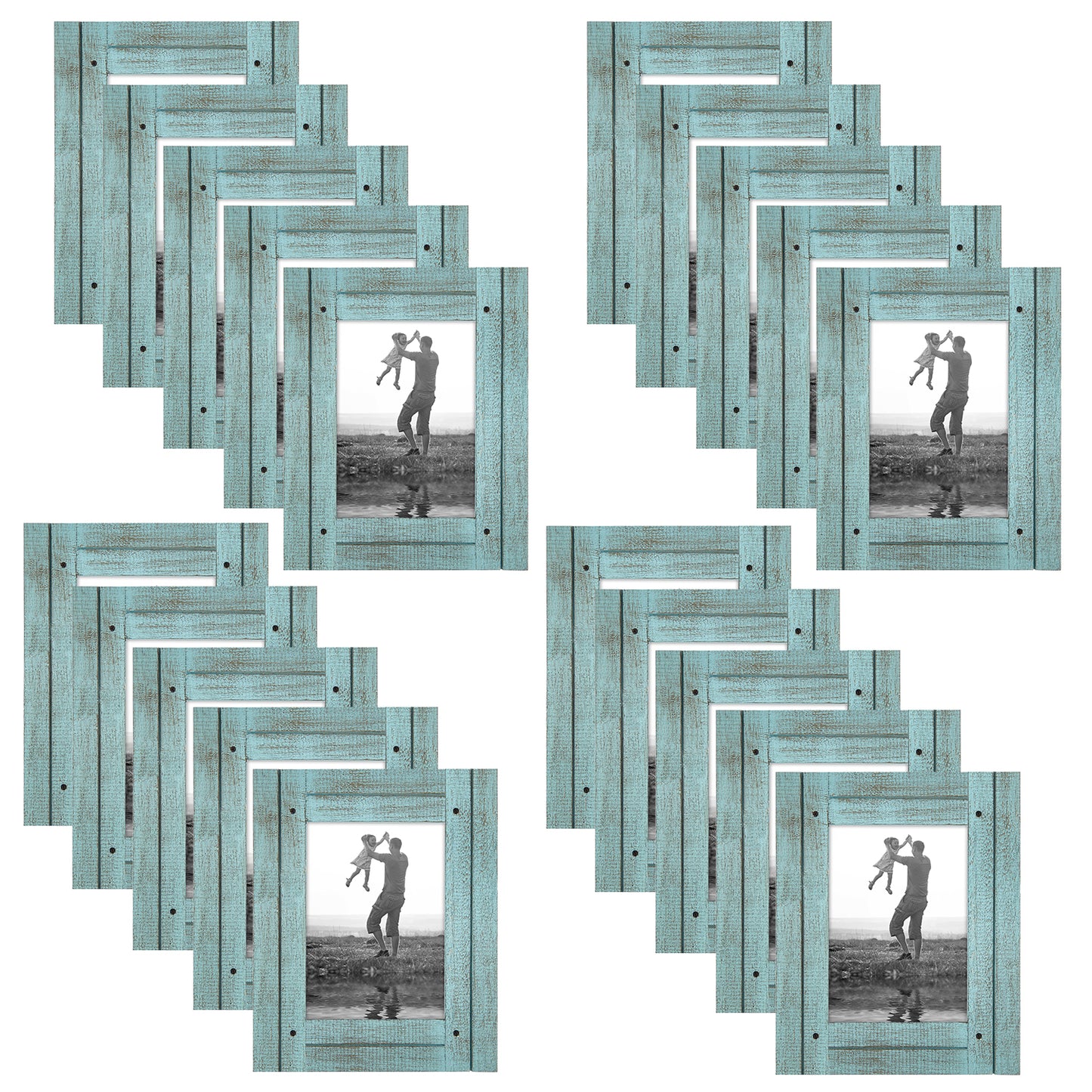 20 Pack - Distressed MDF Frames - Ready to Hang - Ready to Stand - Built-in Easel - Picture Frame - Americanflat