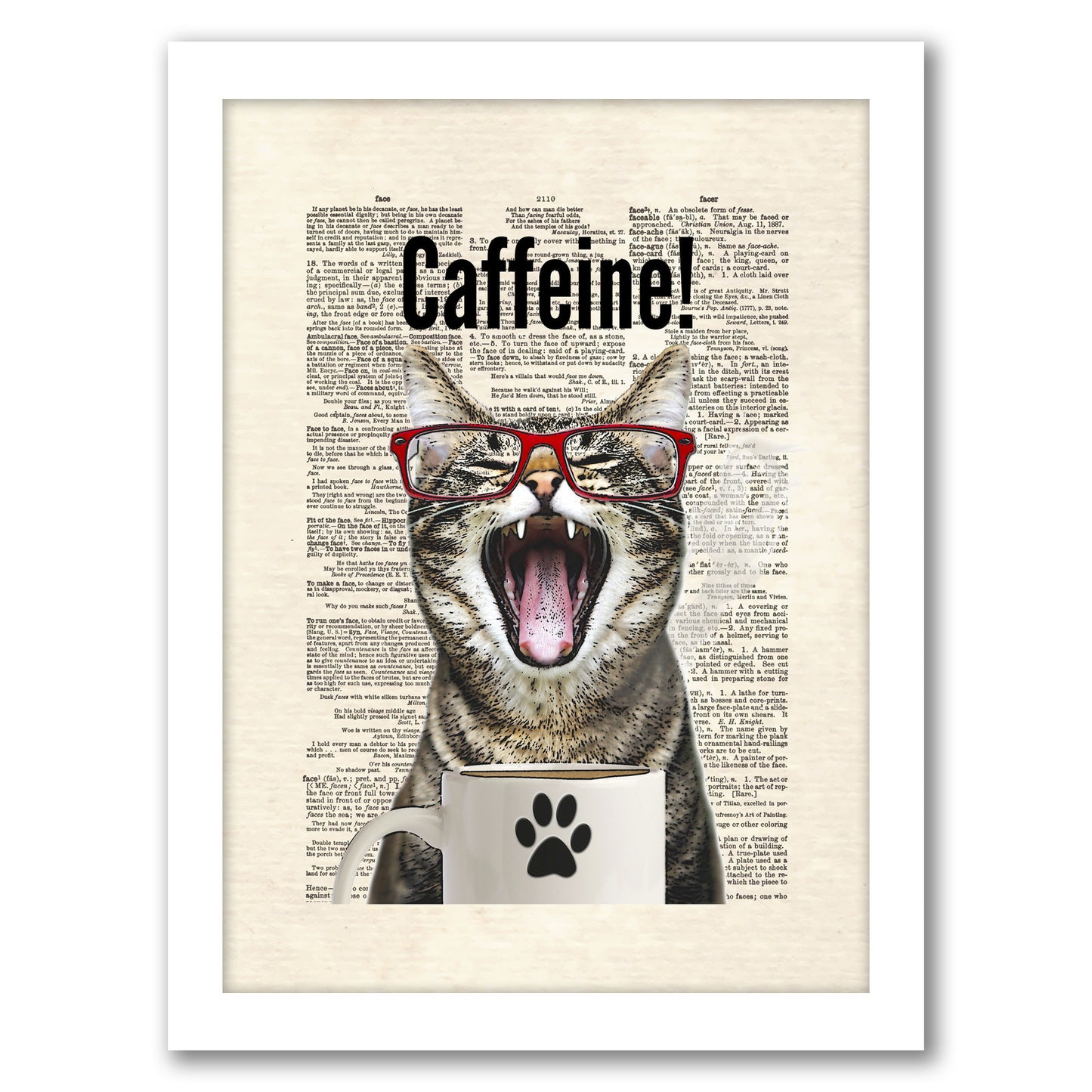 cat caffeine by Matt Dinniman - Framed Print