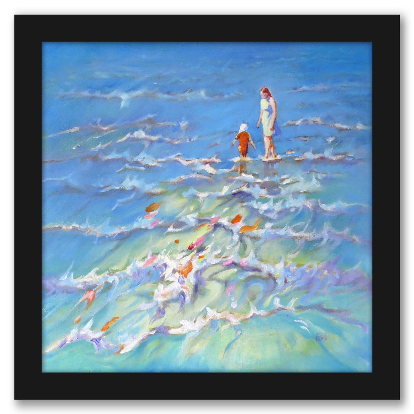 Mother And Child At The Seaside by Mary Kemp - Framed Printd Print