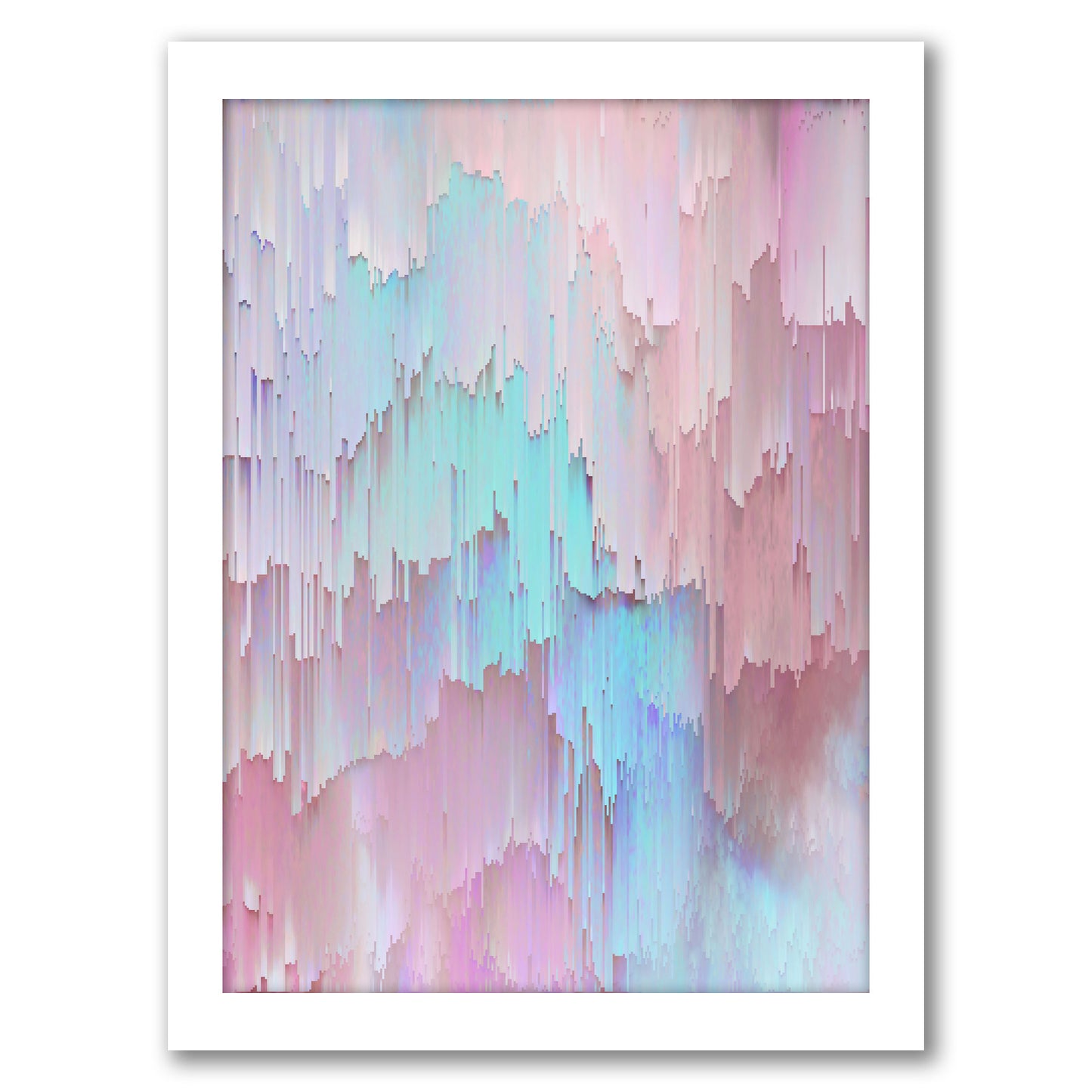 Light Blue And Pink Glitches by Emanuela Carratoni - Framed Print