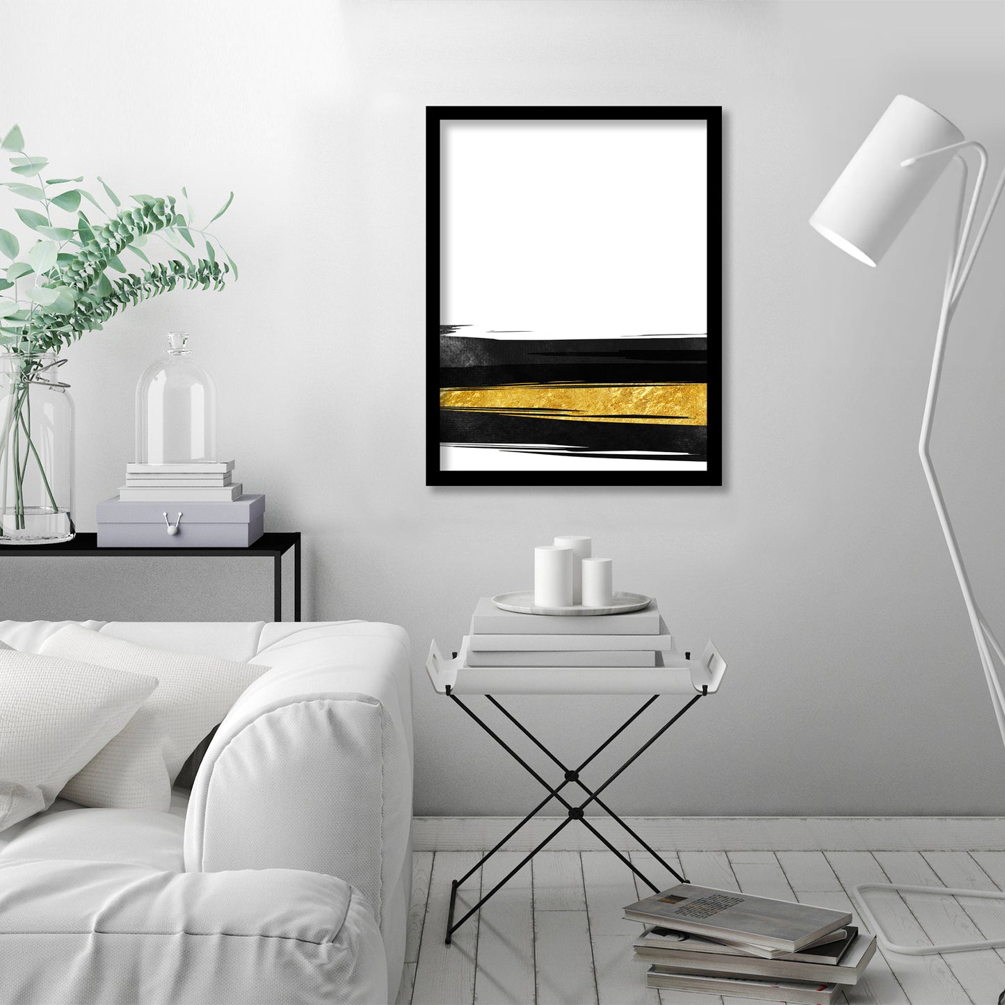 Golden Stripes by Emanuela Carratoni - Framed Print