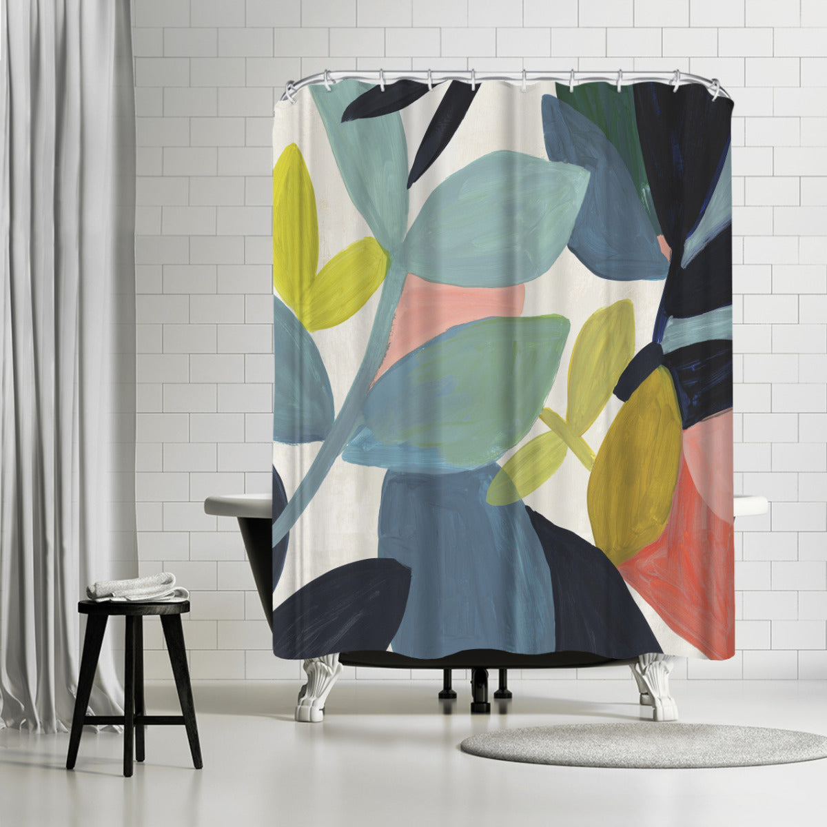 71" x 74" Abstract Shower Curtain with 12 Hooks, Embodiment by Pi Creative Art