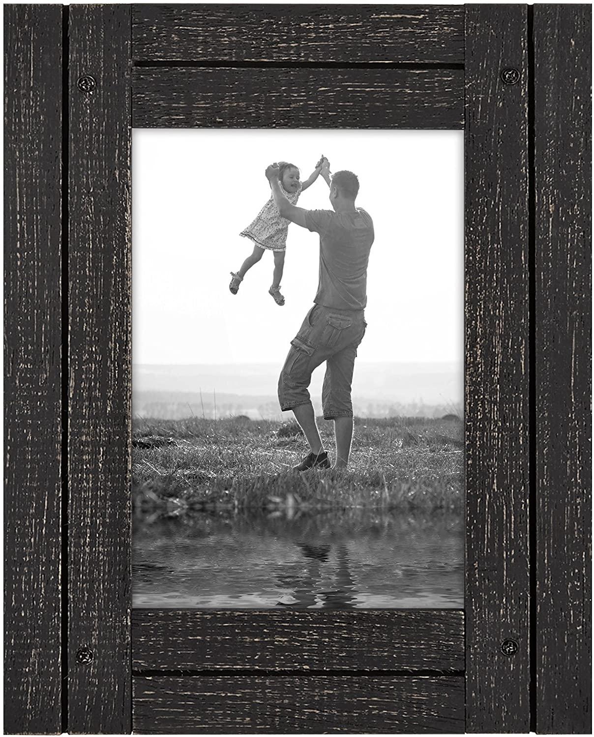 Rustic Picture Frame with Textured Wood | Choose Size and Color