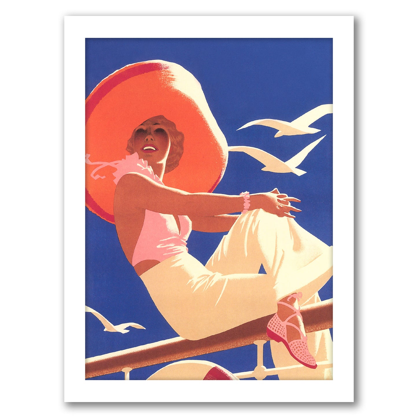 Woman On Ship Rail by Found Image Press - Framed Print