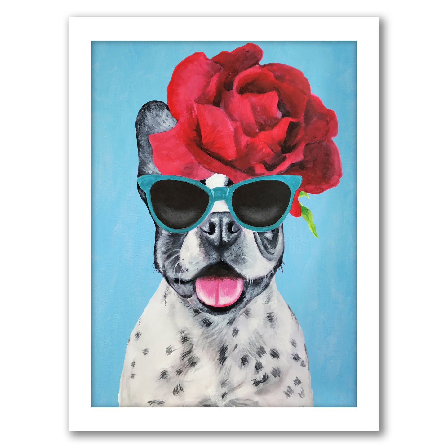 Bulldog Flower Power By Coco De Paris - Framed Print
