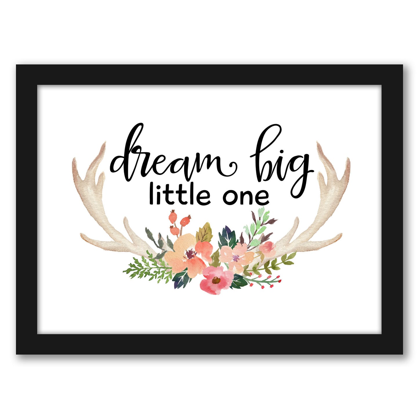 Dream Big Little One Antlers by Amy Brinkman - Framed Print