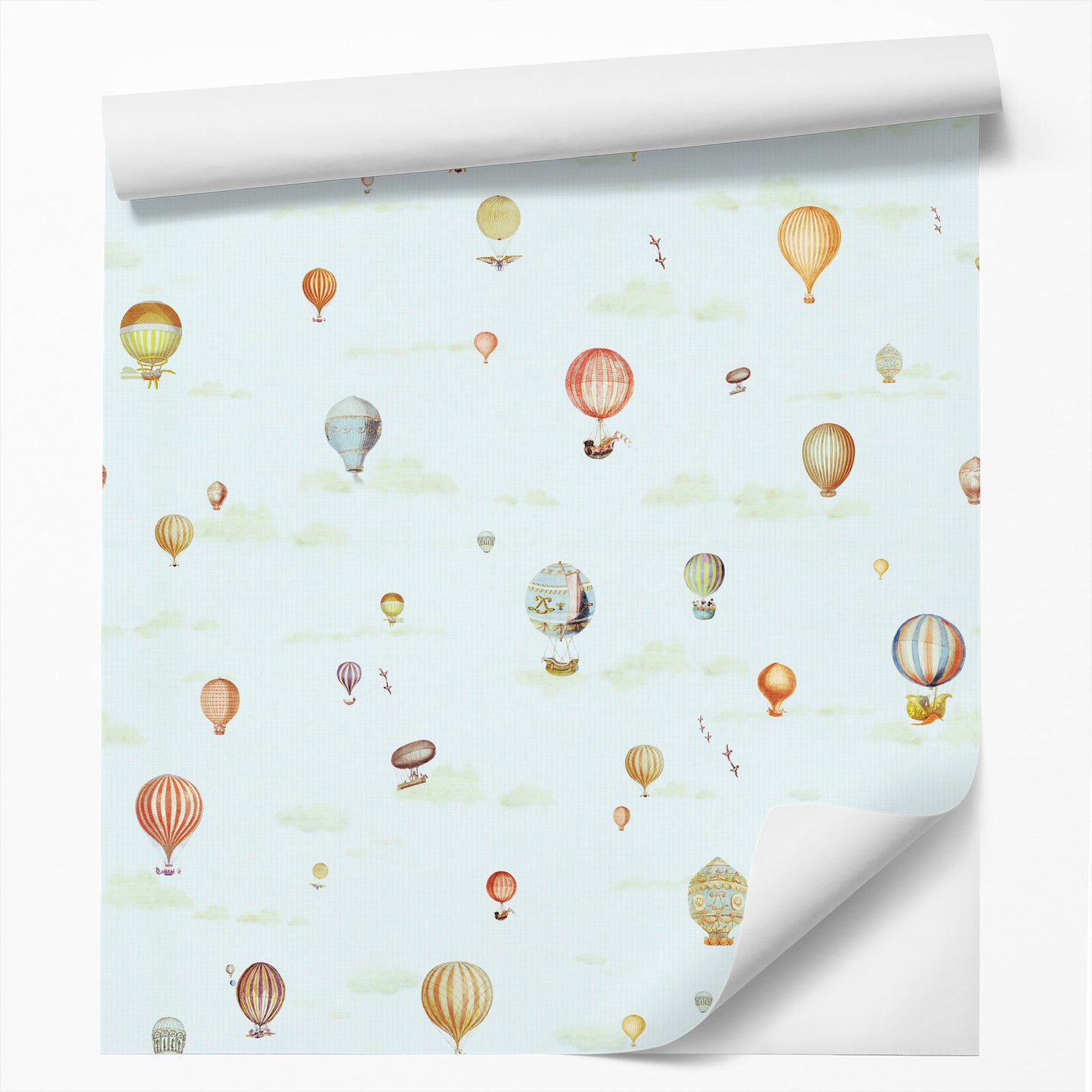 Peel & Stick Wallpaper Roll - Blue Hot Air Balloons by DecoWorks