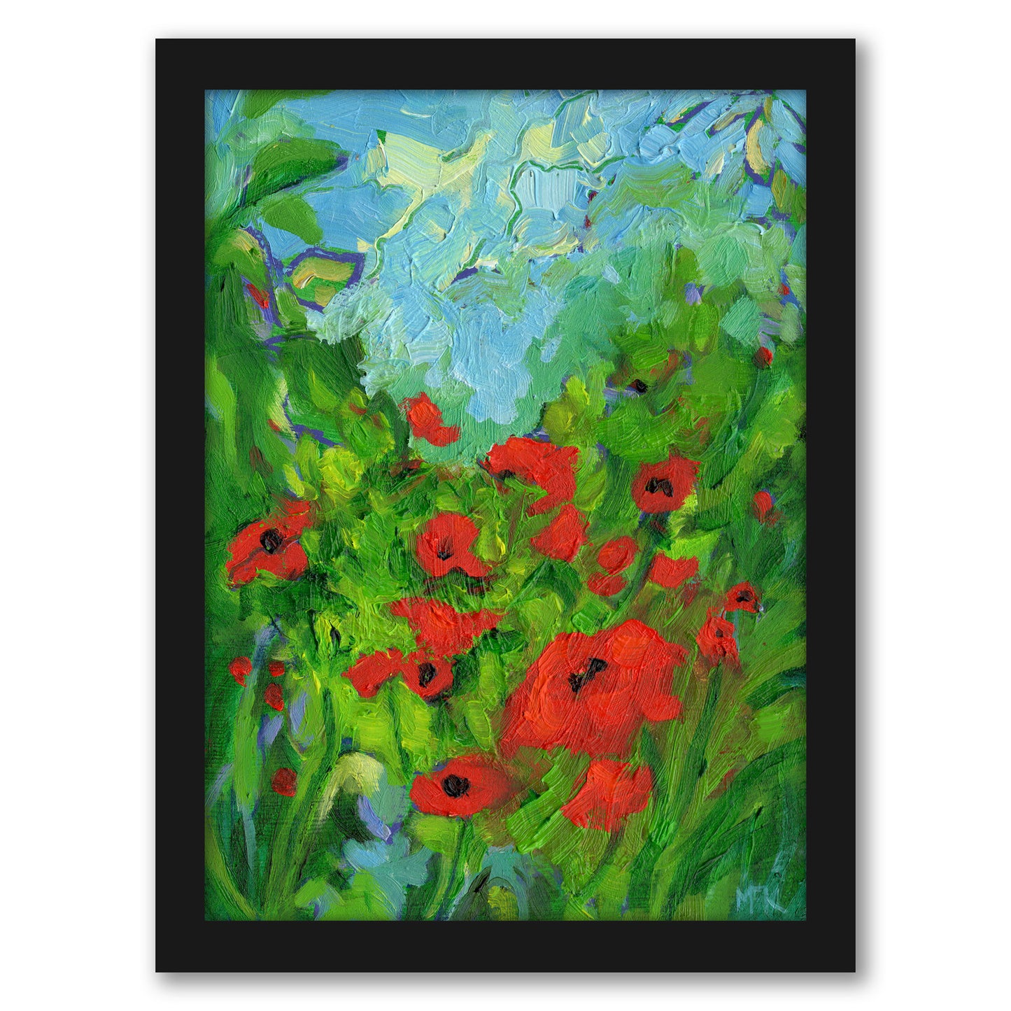 Twenty One Poppies By Mary Kemp - Framed Print