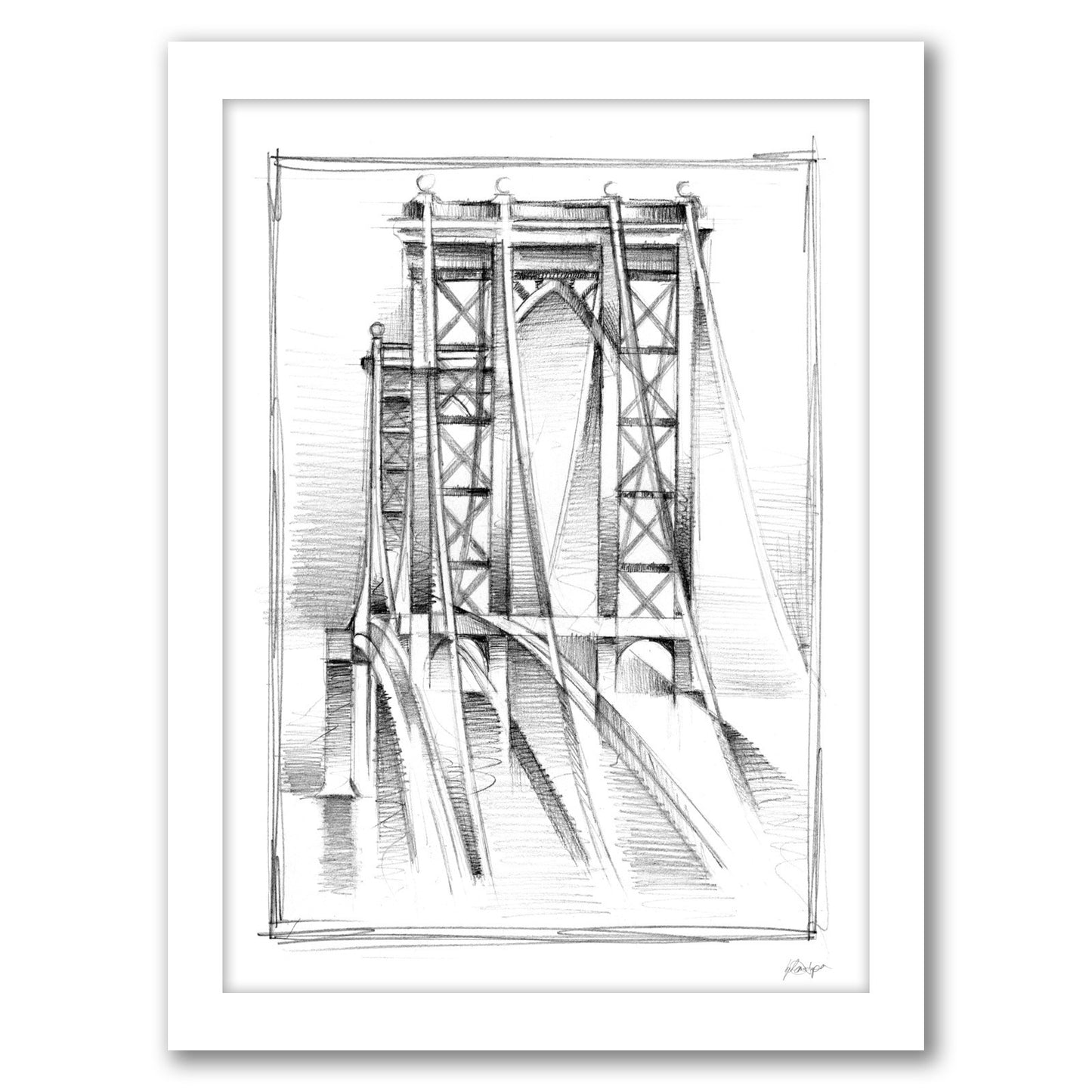 Art Deco Bridge Study I by Ethan Harper by World Art Group - White Framed Print
