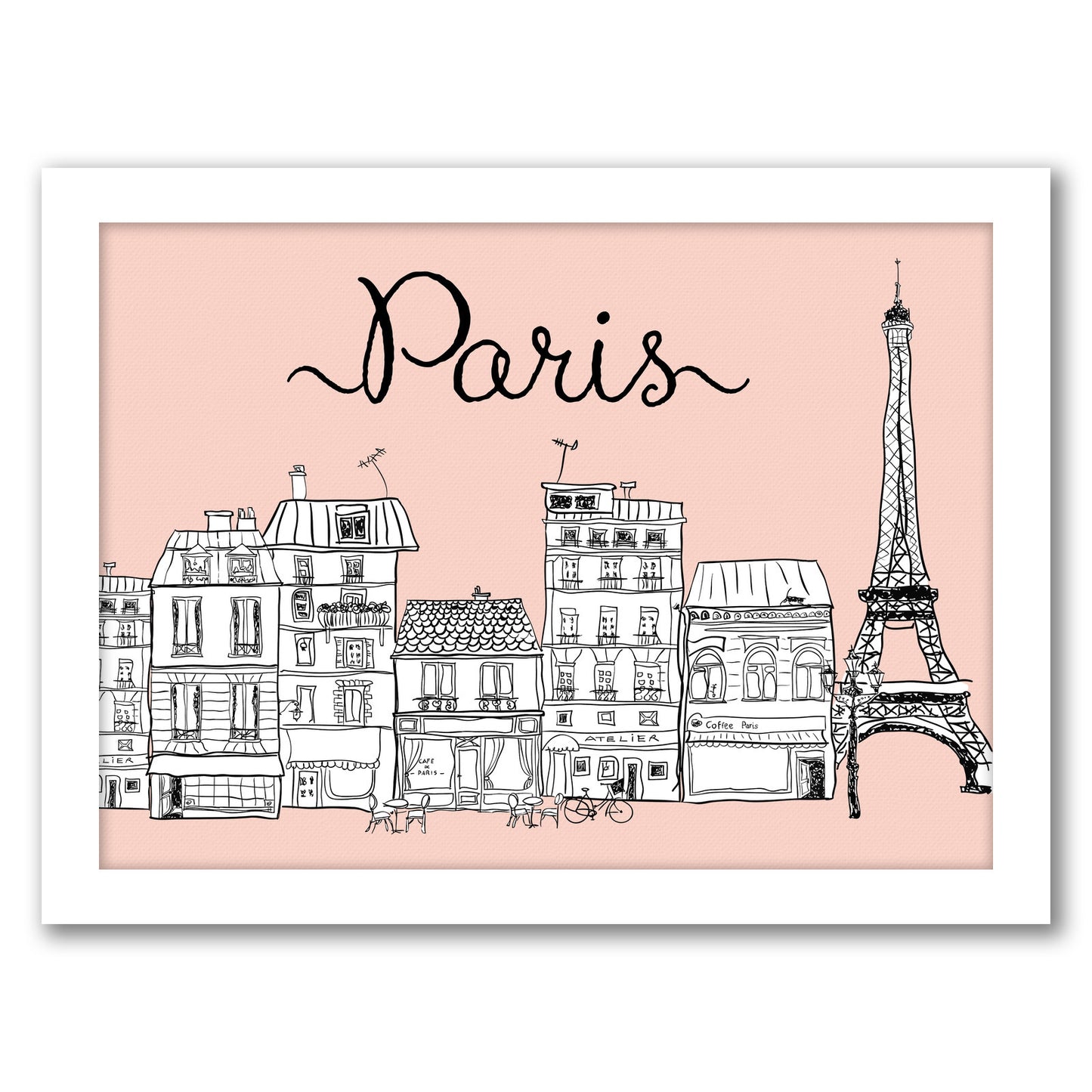 Paris on Pink by Peach & Gold - Framed Print