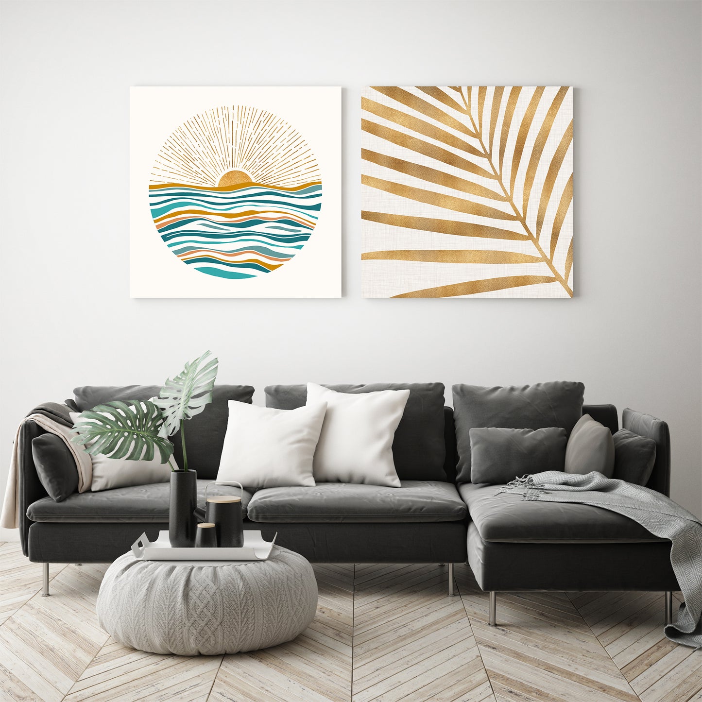 California Sunset by Modern Tropical - 2 Piece Gallery Wrapped Canvas Set - Art Set - Americanflat
