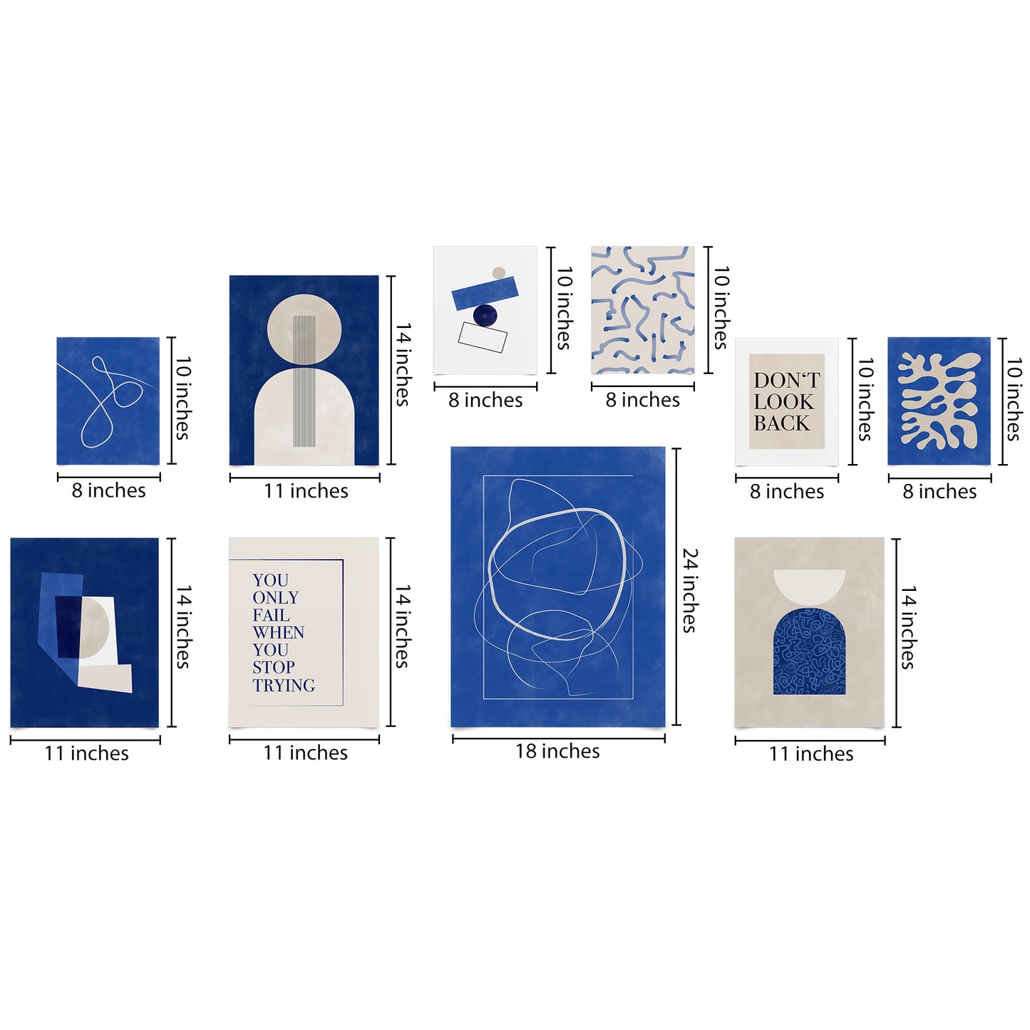 Americanflat Royal Blue Abstract Line Shapes by The Print Republic - 10 Piece Set