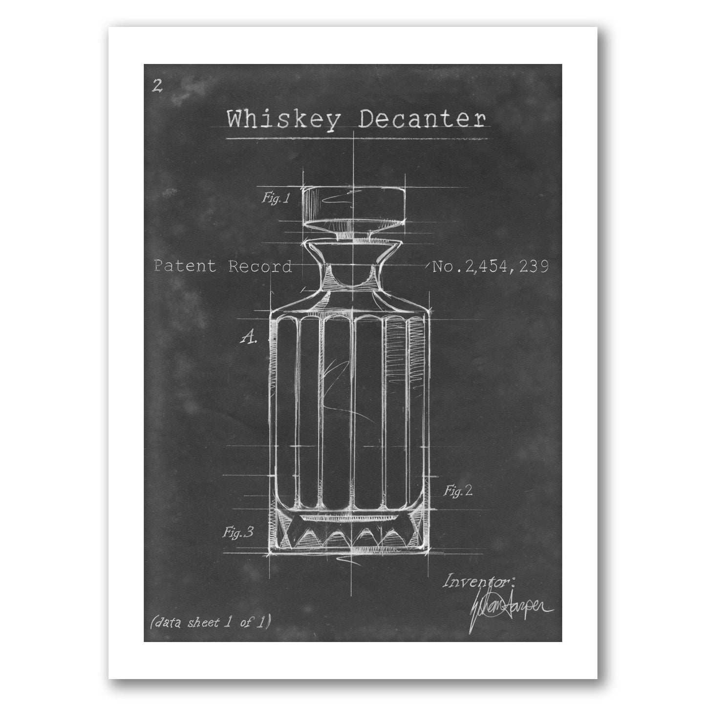 Barware Blueprint VII by Ethan Harper by World Art Group - White Framed Print
