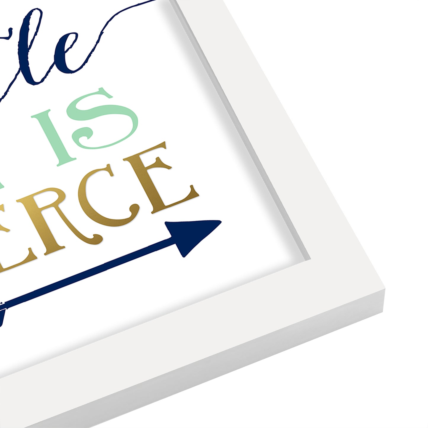 He Is Fierce Navy Mint By Wall + Wonder - White Framed Print