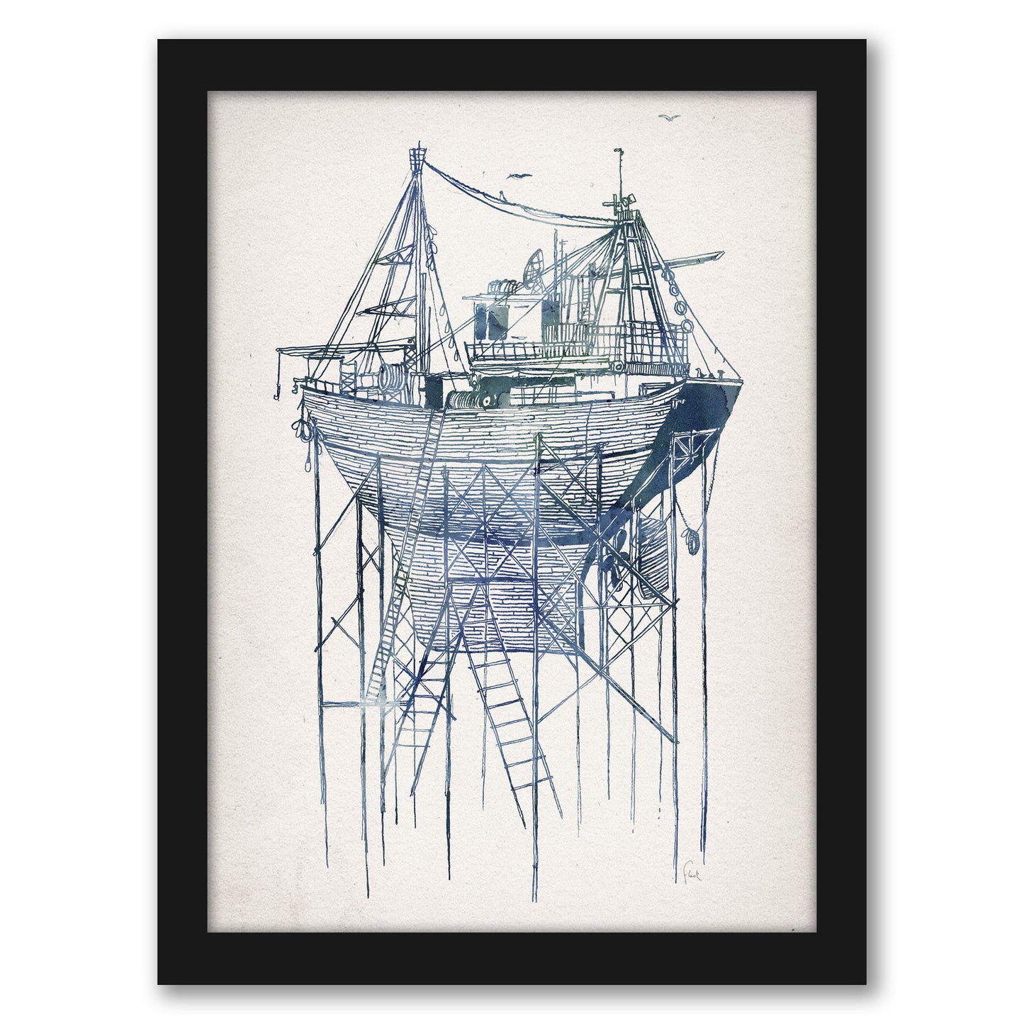 Dry Dock 2 by David Fleck - Framed Print