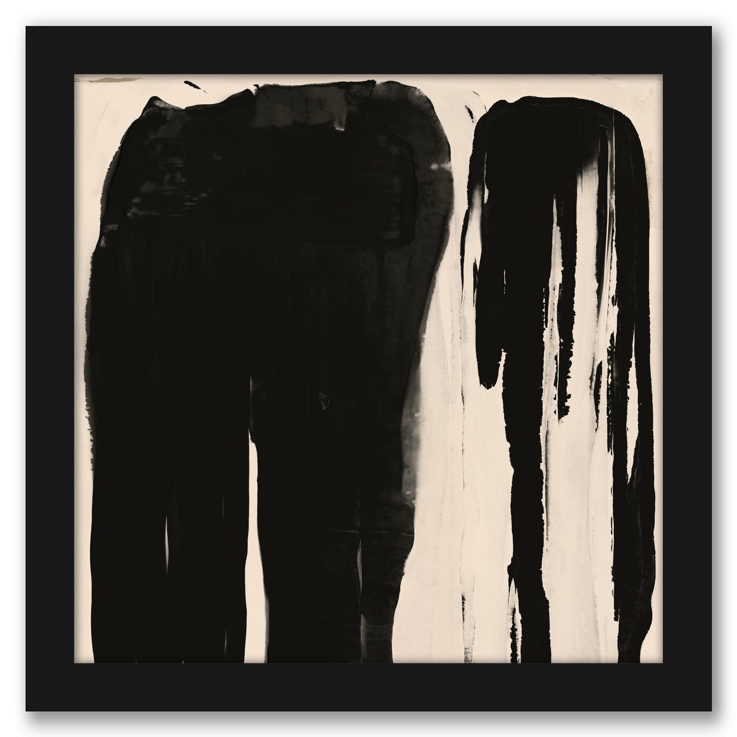 Black And Taupe Abstract 5 by Kasi Minami - Framed Print