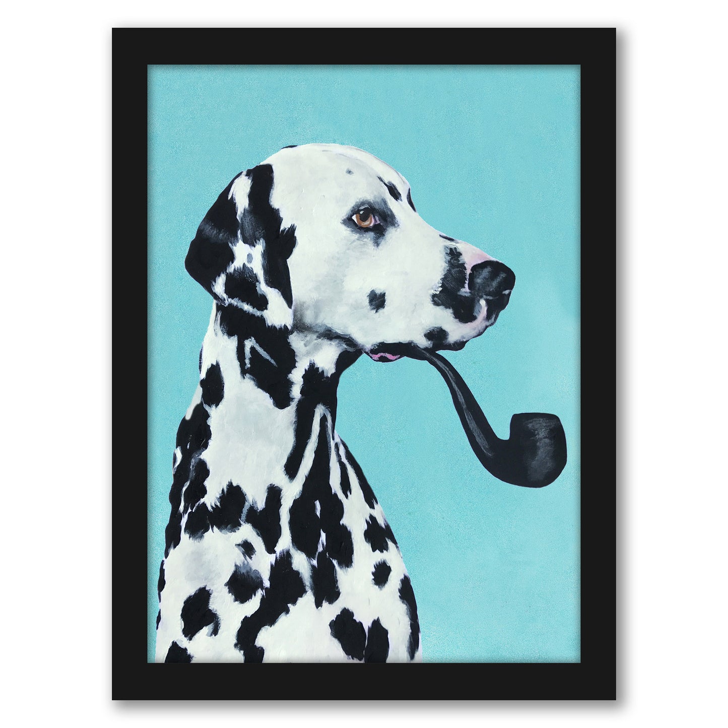 Dalmatian With Pipe In Blue By Coco De Paris - Framed Print
