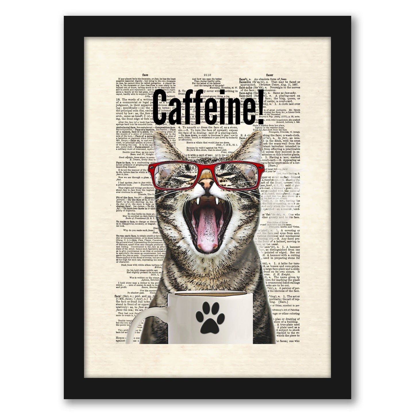 cat caffeine by Matt Dinniman - Framed Print
