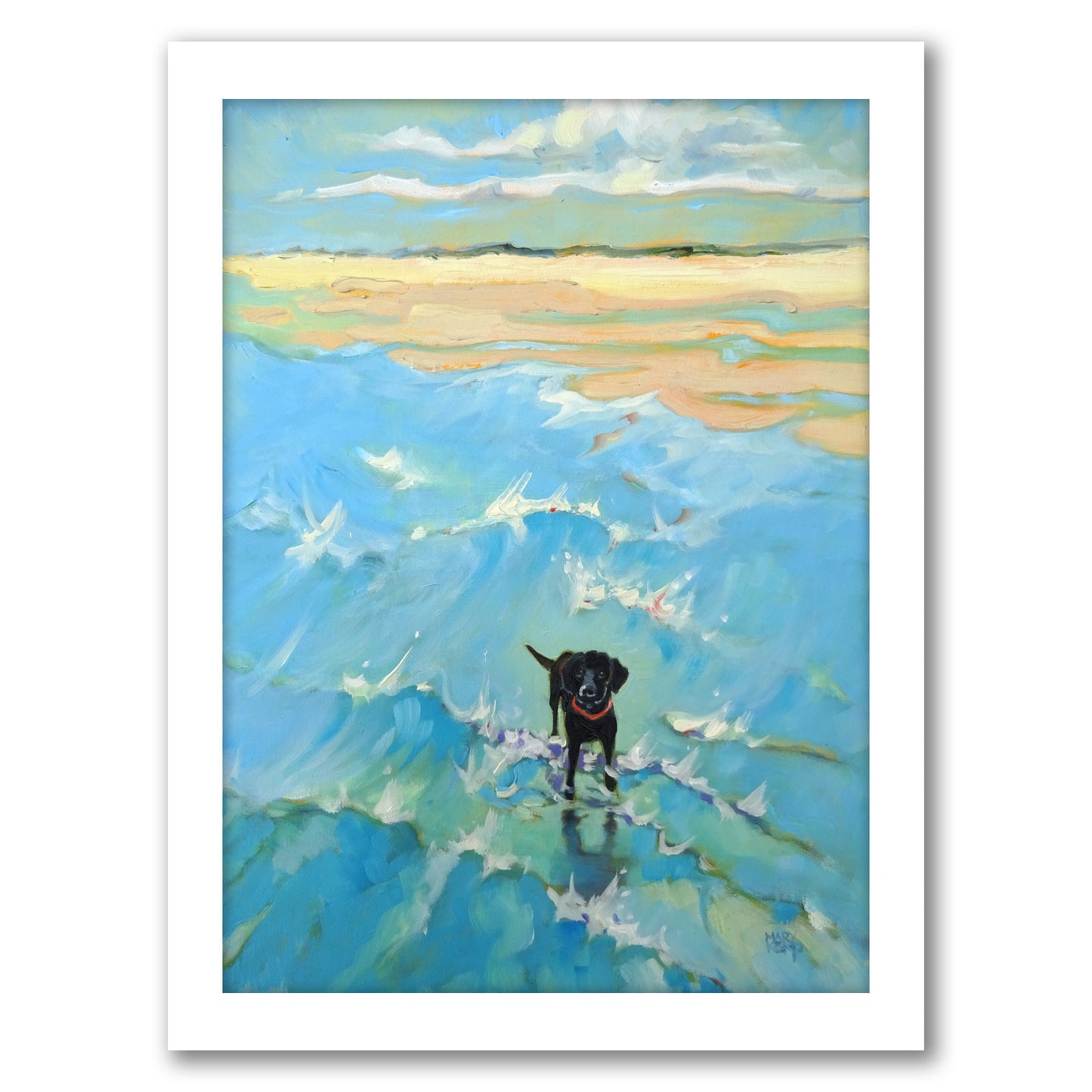 Black Labrador By Mary Kemp - White Framed Print