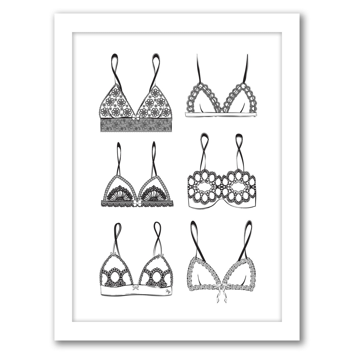 Black Bras By Martina - White Framed Print