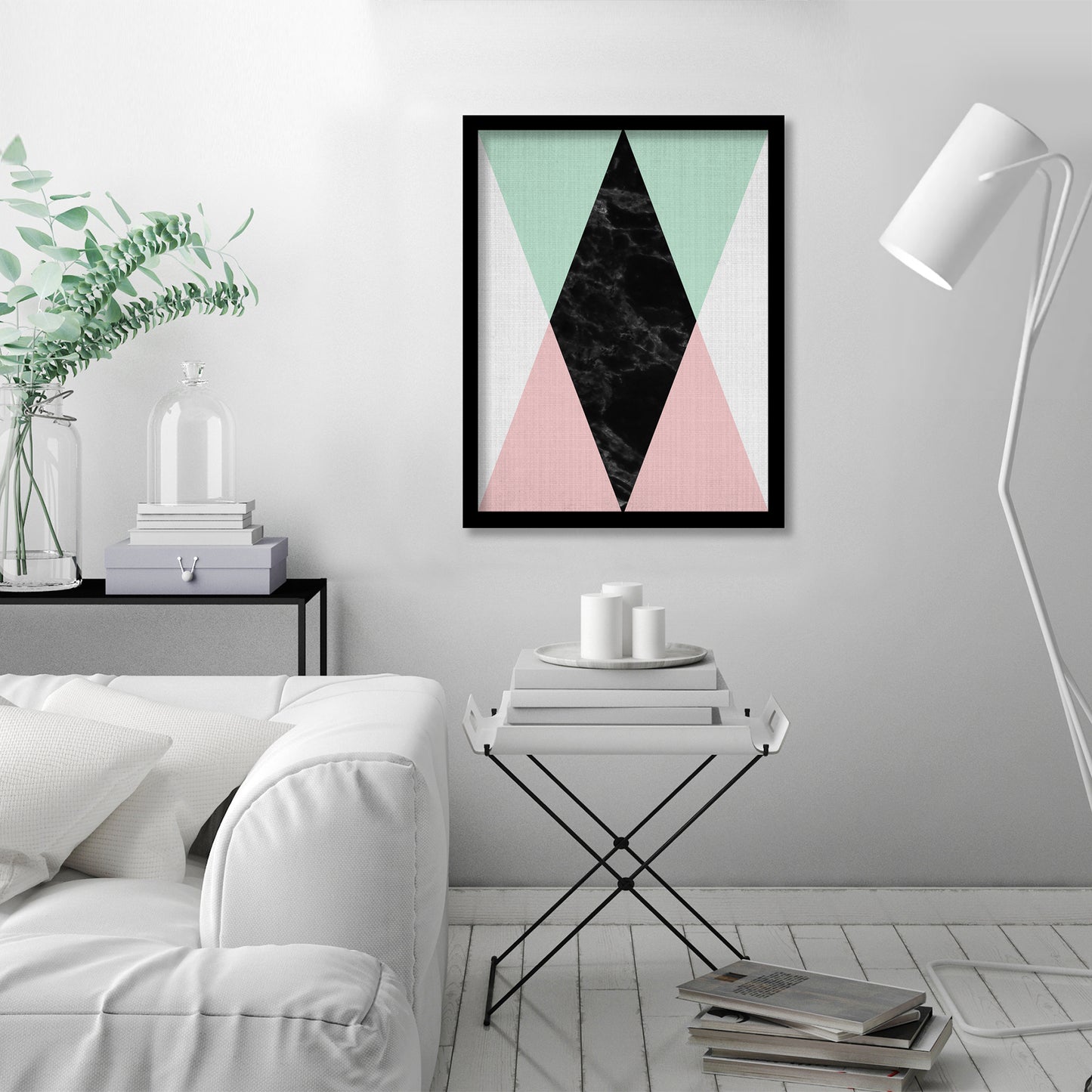Geometric Pink Mint by LILA + LOLA Framed Print