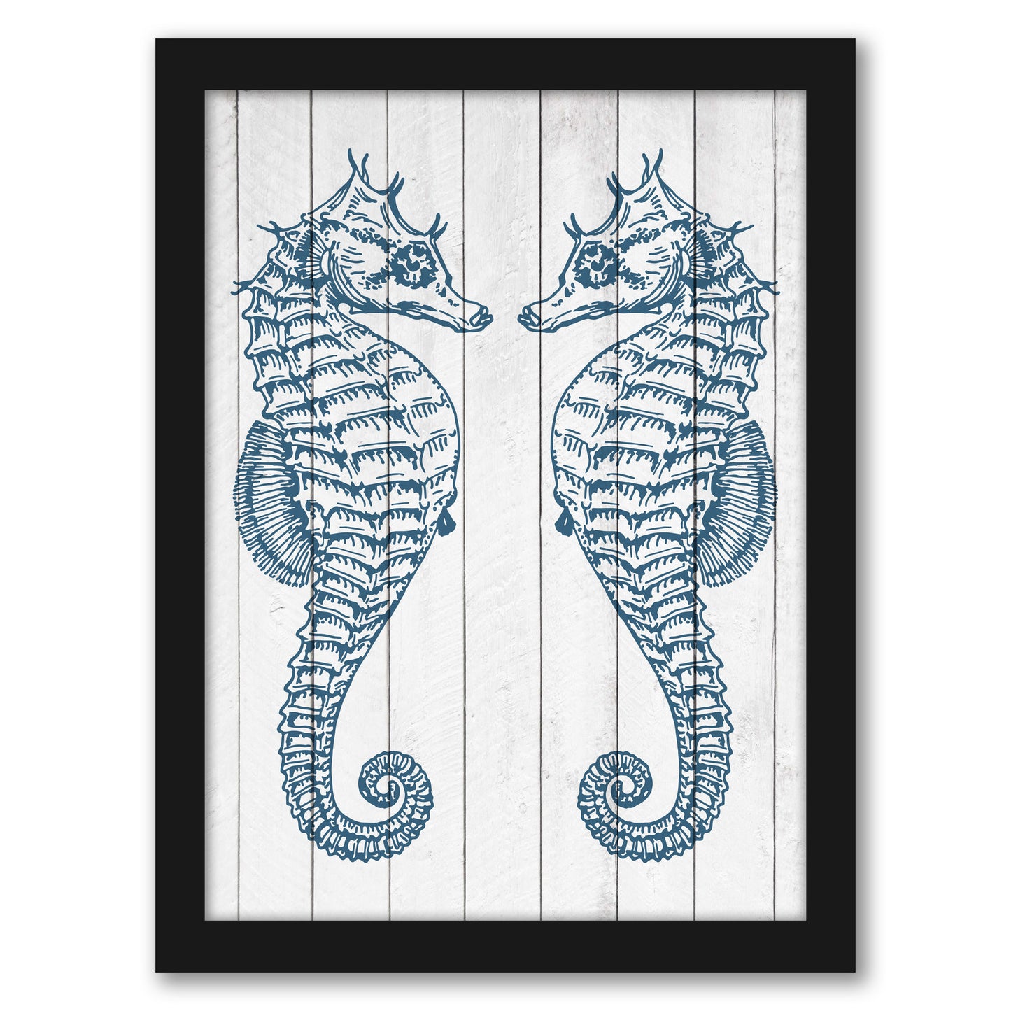 Double Seahorse Wood by Samantha Ranlet - Framed Print