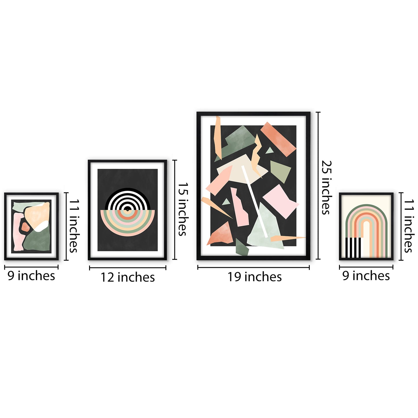 Americanflat Mid Century Modern Geometric Green & Pink by The Print Republic - 4 Piece Set