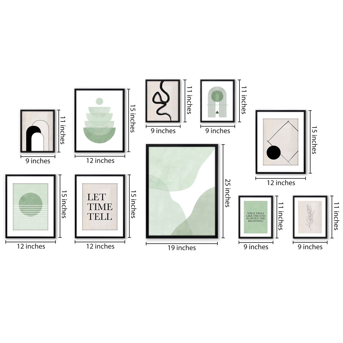 Americanflat Minimalist Green Geometric by The Print Republic - 10 Piece Set