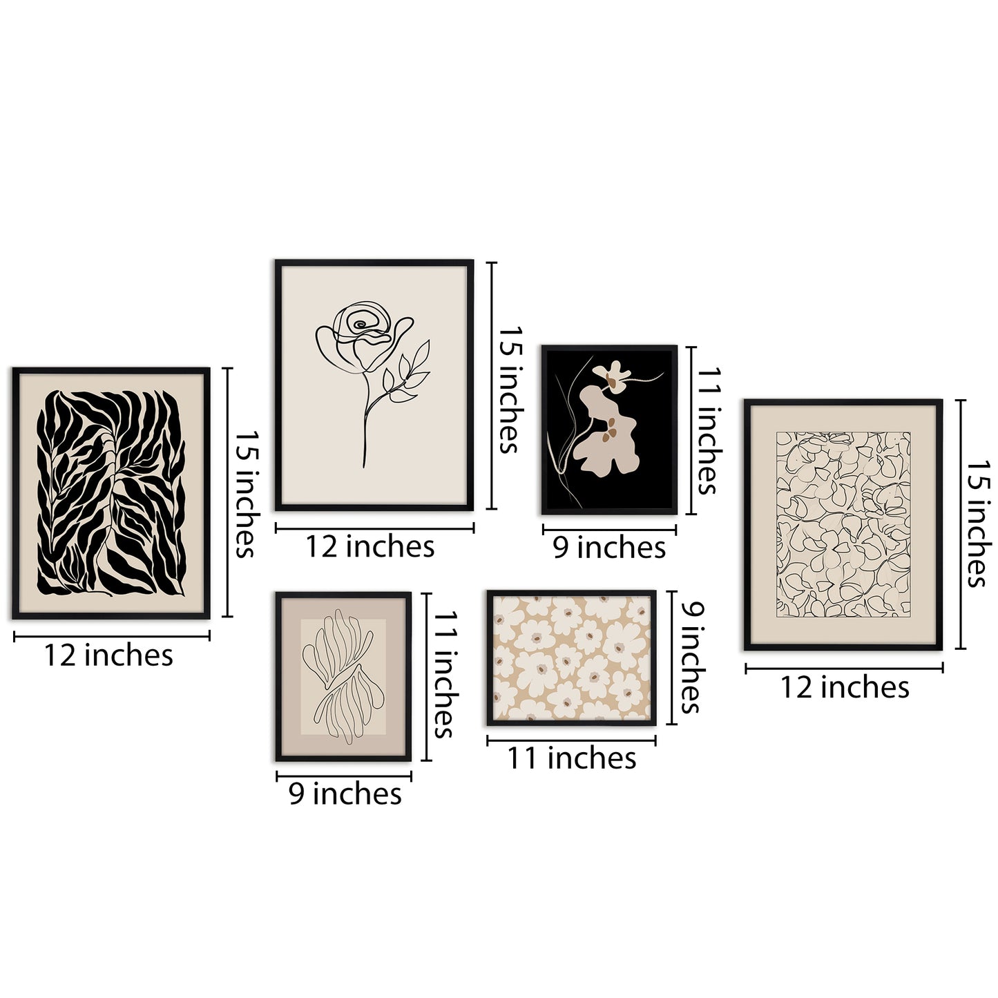 Americanflat Minimalist Flower Line Neutral by The Print Republic - 6 Piece Set