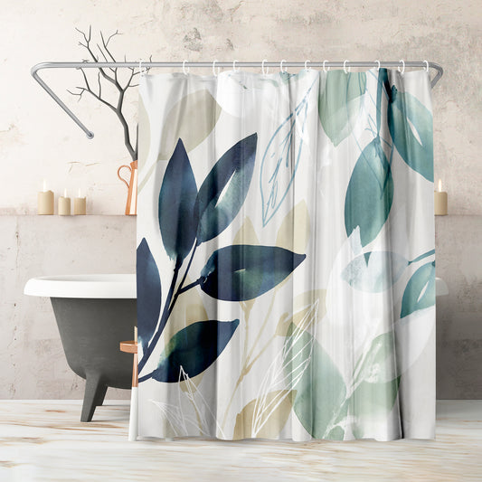 71" x 74" Abstract Shower Curtain with 12 Hooks, Green Sleeves I by PI Creative Art
