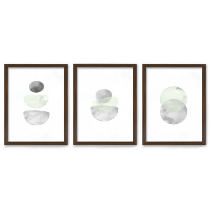 Retro Geo in Stone by Tanya Shumkina - 3 Piece Framed Triptych Wall Art Set