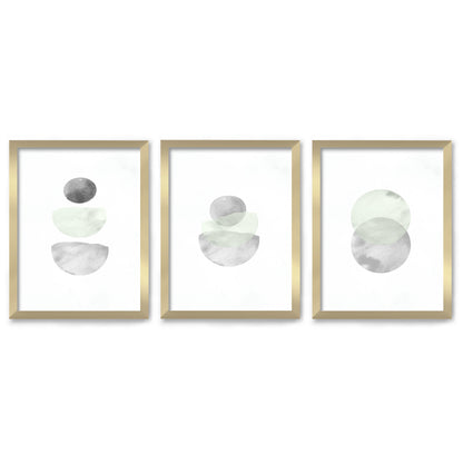 Retro Geo in Stone by Tanya Shumkina - 3 Piece Framed Triptych Wall Art Set