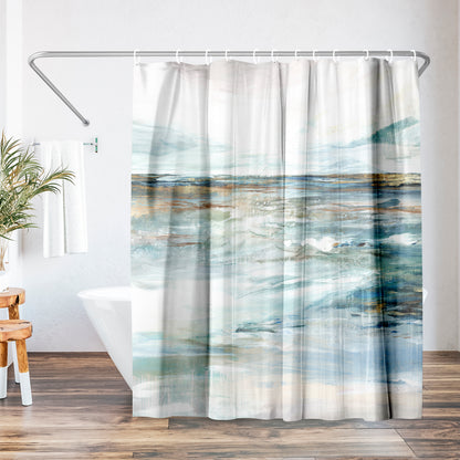 71" x 74" Abstract Shower Curtain with 12 Hooks, Midnight Clear II by PI Creative Art