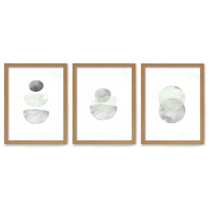 Retro Geo in Stone by Tanya Shumkina - 3 Piece Framed Triptych Wall Art Set