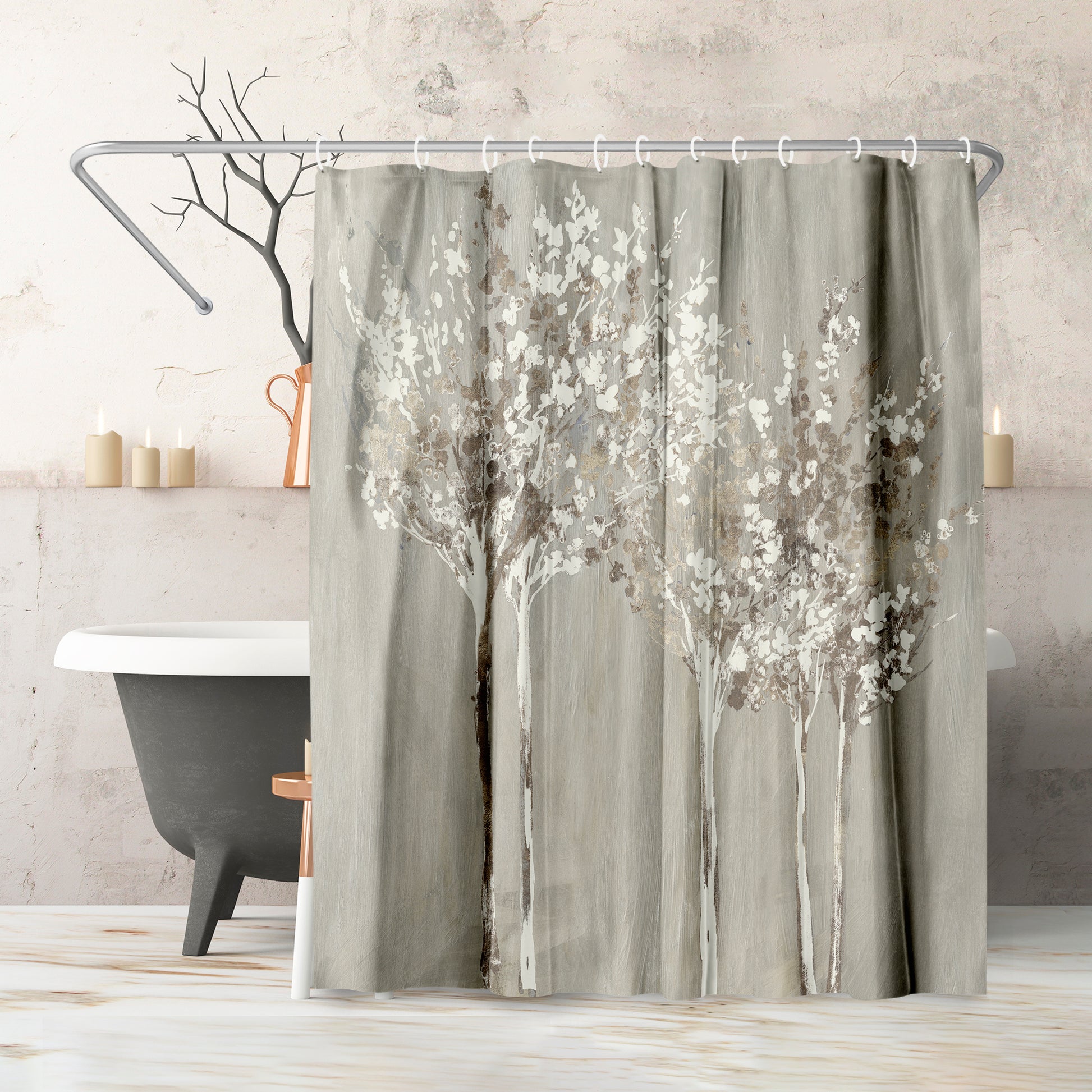 71 x 74 Decorative Shower Curtain with 12 Hooks, Dusky by PI Creativ –  Americanflat