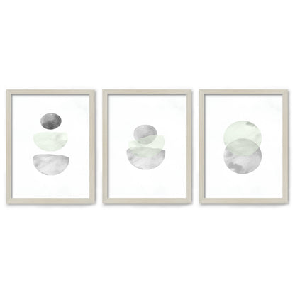 Retro Geo in Stone by Tanya Shumkina - 3 Piece Framed Triptych Wall Art Set