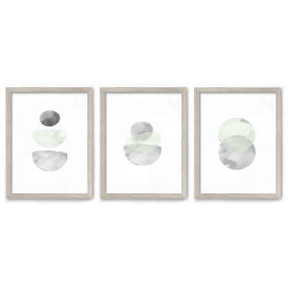 Retro Geo in Stone by Tanya Shumkina - 3 Piece Framed Triptych Wall Art Set